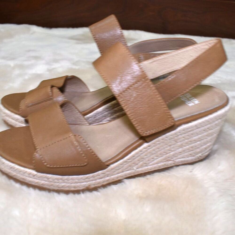 Eileen Fisher Winnie Espadrille Wedge Sandals 8.5 Brown Jute Platform - Picture 10 of 16